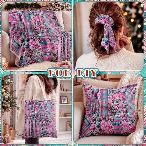 HunnmingRe 20 Pcs 10''x10'' Pink Teal Christmas Quilting Fabric Squares