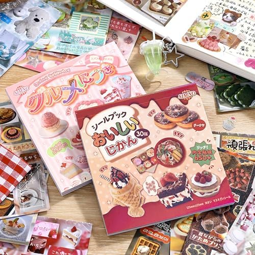 1300+ Pcs Japanese Sticker Book- Aesthetic Cute Y2K Retro Sticker Book - Japanese Stationery Stickers for Scrapbooking, Journals, Planners, Water Bottles & Junk Journal Supplies
