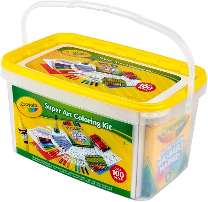 Crayola Super Art Coloring Kit (100+ Pcs), Kids Art Supplies Set with Crayons, Markers & Colored Pencils, Craft & Coloring Kit with Storage Tub, Ages 5+ [Amazon Exclusive]