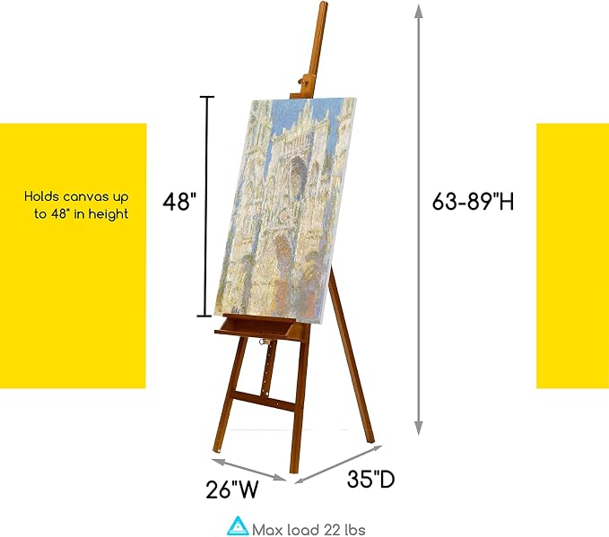 MEEDEN Art Easel Stand for Painting: Beech Wood Artist Easel with Storage | Adjustable A-Frame Artist Easel for Painting - Hold Canvas up to 48”- Perfect for Sketching, Oil Painting, Acrylics