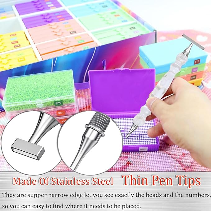 LEIYULY 13 PCS Thin Diamond Art Pens, Ergonomic Diamond Art Accessories