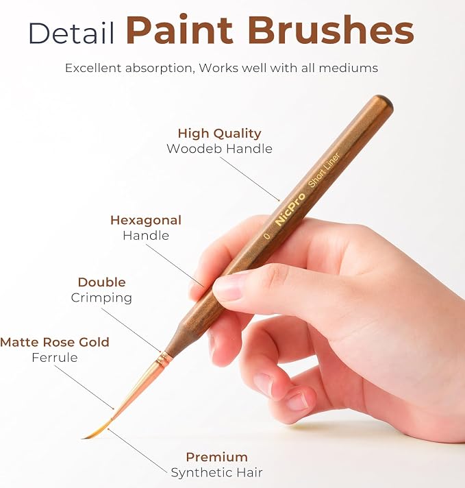 Nicpro 15 PCS Extreme Miniature Paint Brushes,Fine Micro Model Detail Brush