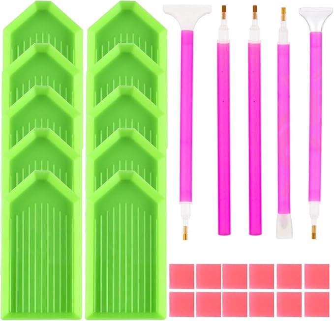 BinarySky 27 PCS Diamond Painting Tools Set | Accessories with Pen, Glue Clay, and Plastic Trays for DIY Diamond Painting