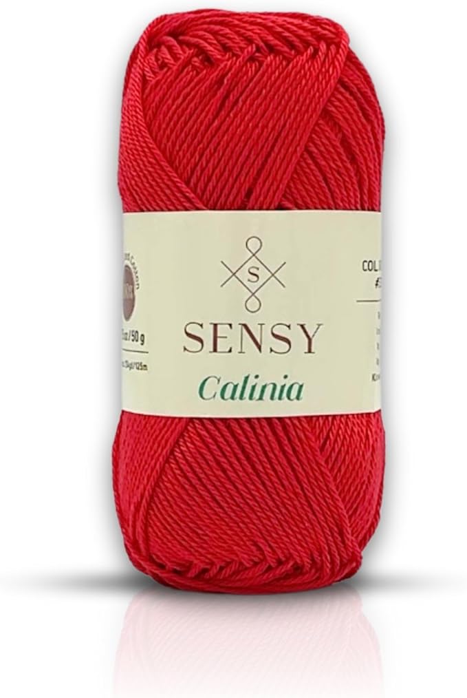 S Sensy Calinia-Mercerized Giza Cotton Amigurumi #2 Fine Yarn Red 131 Yards