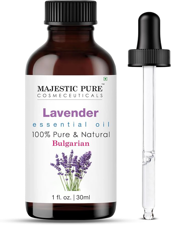 Majestic Pure Lavender Essential Oil for Diffuser - 1 Fl Oz | 100% Natural Essentials Oils Ideal for Relaxing Tense Mood, Eliminating Odor, Creating Peaceful Atmosphere for Sleep & Work