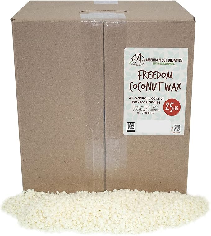 American Soy Organics Freedom Coconut Soy Wax Beads, Candle Wax, 25 lbs | DIY Candle Making Supplies Ideal for Container Candles, Tealights & Wax Melts, Paraffin-Free, Beeswax-Free, Microwavable