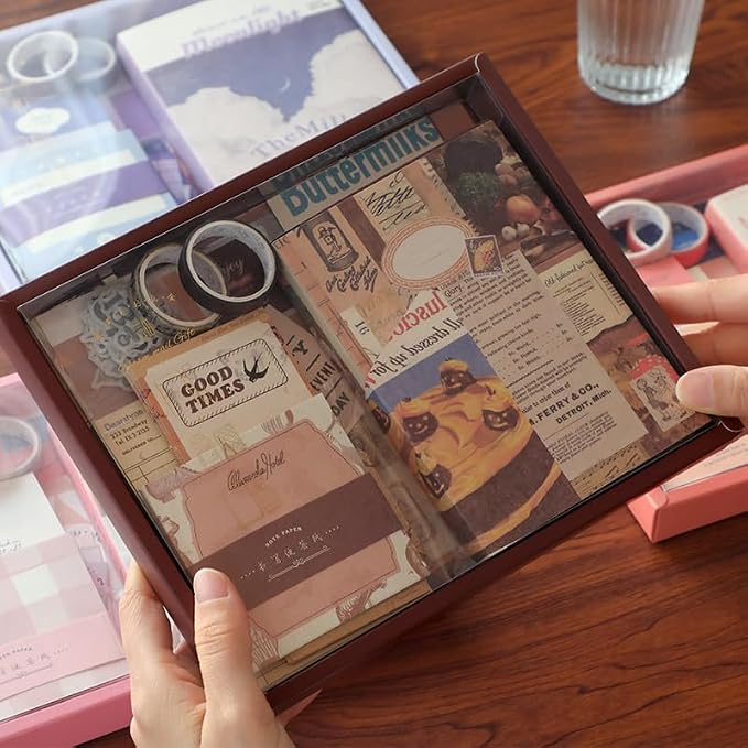 Scrapbooking Supplies Kit, A6 Grid Notebook, Vintage Junk Journaling Kit
