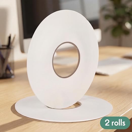 Tatuo 2 Rolls Double Sided Foam Tape for Mounting,1/8 Inch by 66 Feet,White