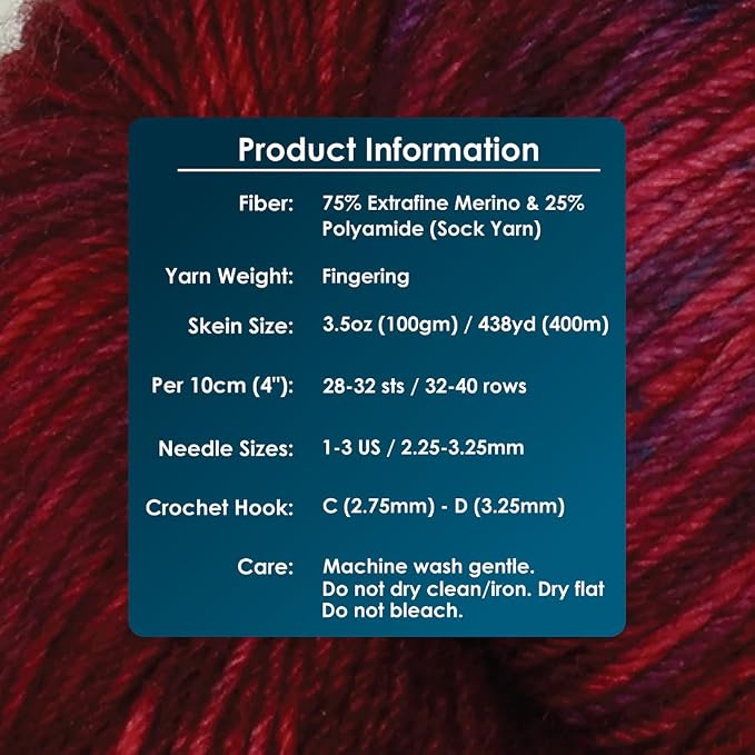 KnitPro Symfonie Fingering Weight Merino Wool Yarn 100g, Valentine