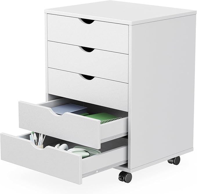 Sweetcrispy 5 Drawer Wooden Dresser, Storage Cabinets, Room Organization