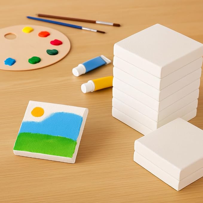 LWR CRAFTS Mini Stretched Canvas 4" X 4" Pack of 6