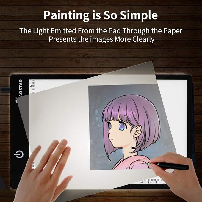 XIAOSTAR Light Box Drawing Pad A5, Tracing Board with Micro USB Cord Charge Cable and Brightness Adjustable for Artists, AnimationDrawing, Sketching, Animation, X-ray Viewing (A5) Not Rechargeable