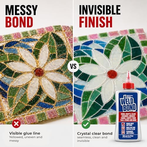 Weldbond Multi-Surface, Non-Toxic Glue, Bonds Most Anything! Use as Wood Glue or for Glass Crafts Ceramic Tile Mosaic Porcelain Stone Fabric Carpet & More. 4-Pack of 5.4oz /160ml