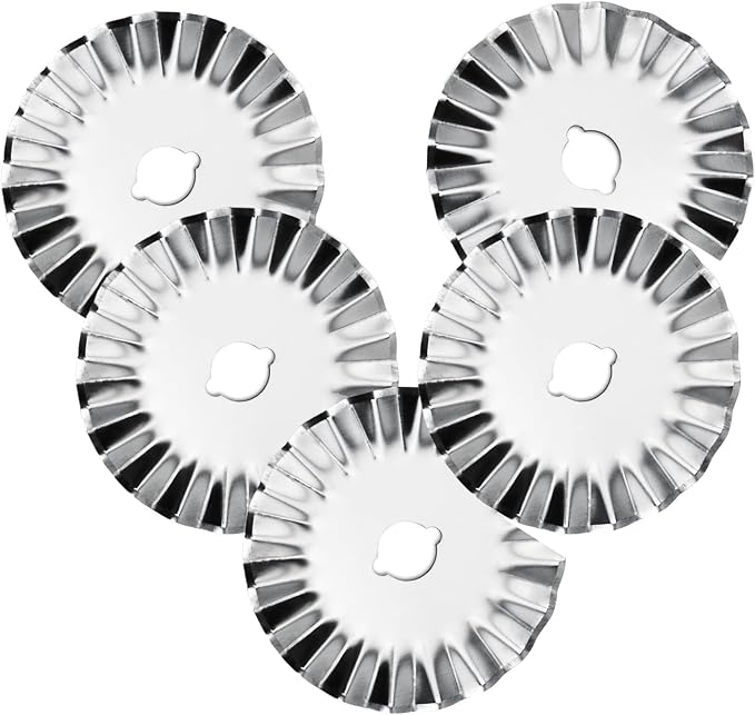 45mm Pinking Rotary Cutter Blades, Wavy Replacement Blade, Rotary Blades Refill 45mm,Fits Fiskars,OLFA,Martelli,Dremel,Truecut,DAFA,Paper Cutting Blades Refill for Quilting Scrapbooking Sewing,5 Pack
