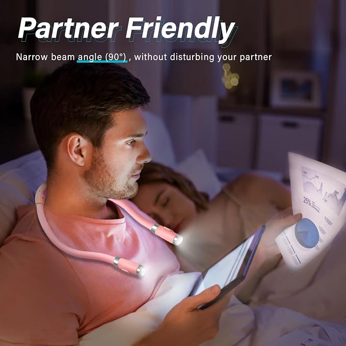 Vekkia Rechargeable LED Neck Book Light for Reading in Bed