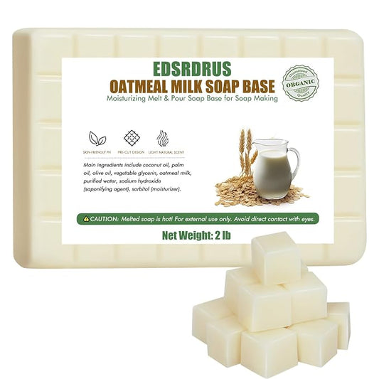 EDSRDRUS 2lb Scent Soap Base DIY Handmade with Oatmeal Milk & Coconut Oil, Moisturizing Melt and Pour Soap Base