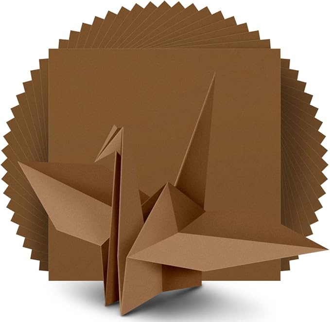 IOOLEEM Origami Paper, 200 Sheets, Brown Origami Paper, 6 Inch Square, Double Sided Colored Paper for Crafts DIY Party & Decoration