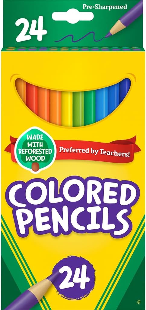 Colored Pencils Set, 24 Vibrant Pre-Sharpened Art Pencils for Adult Coloring, Sketching, Drawing, Shading, Blending, and Creative Projects