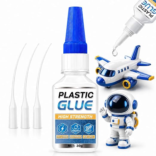 Plastic Glue for Models & Miniatures, 30g Instant CA Adhesive with Precision Applicator, Strong Model Glue for PLA, ABS, PVC, Acrylic & 3D Print Repairs