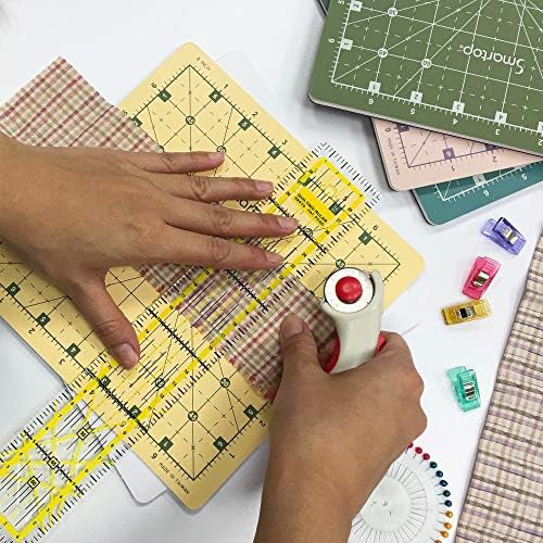 SMARTOP 14"x14" Rotating Self Healing Cutting Mat, Non-Slip Non-Reflective, Good for Quilting, Sewing, Crafts, Scrapbooking, Molandi Yellow