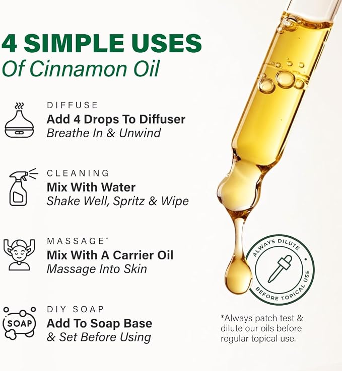 KUKKA Cinnamon Essential Oils - 4 Fl Oz - for Hair, Skin, Diffuser, Aromatherapy & DIY Soap Making Scent (Pack of 2)