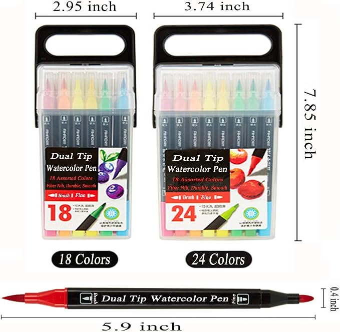 Dual Tip Markers for Kids, Washable Markers Set, Art Marker with Stand Portable Box, Gift For Kids (24 Colours)