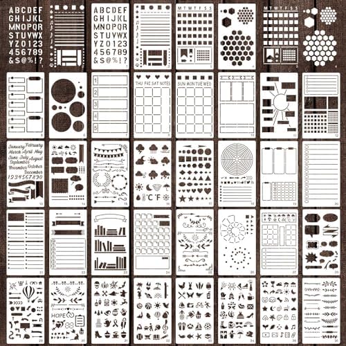 36 Pieces Journal Stencils for Bullet Dot Journaling Notebook Scrapbook, 4 x 7 Inch Planner Stencil DIY Drawing Templates Accessories Supplies Kit for Planners Cards Decorations (Journal)