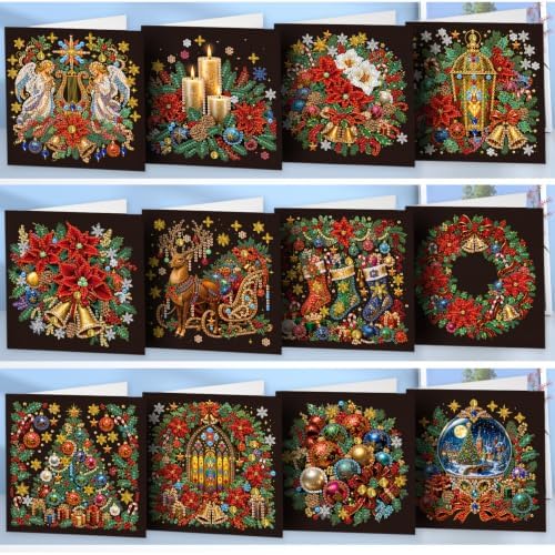 POETRYDRAW DIY Diamond Art Painting Greeting Card Kit, Creative Craft Set for Card Making，Christmas