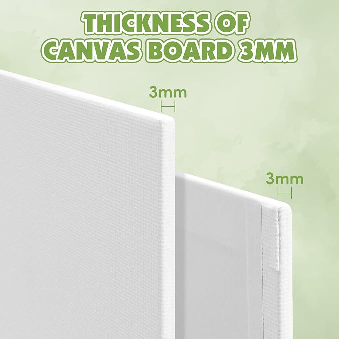 ESRICH Canvas for Painting 18x24 Inch, 2 Pack Canvas Boards for Painting Cotton Primed Acid Free Large Blank Canvases, Canvas Panels for Oil, Watercolor, Acrylic Paint, Gouache, Tempera. (Thk: 3mm)