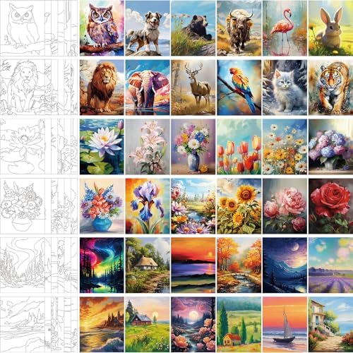 Harloon 36 Pcs 8 x 10 Inch Pre Drawn Canvas for Painting Afro Queen Pre Stretched Canvas Painting for Adult Sip and Paint Party Supplies Favor