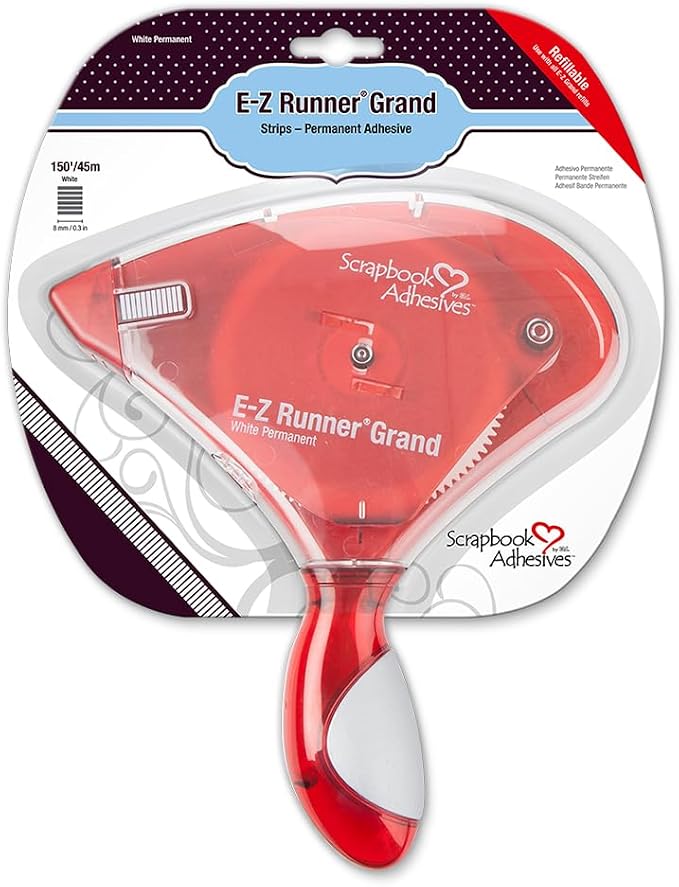 Scrapbook Adhesives by 3L 01250-6 Double-Sided E-Z Runner Grand Adhesive Dispenser, Recyclable, 150-feet, RED, 150 Foot