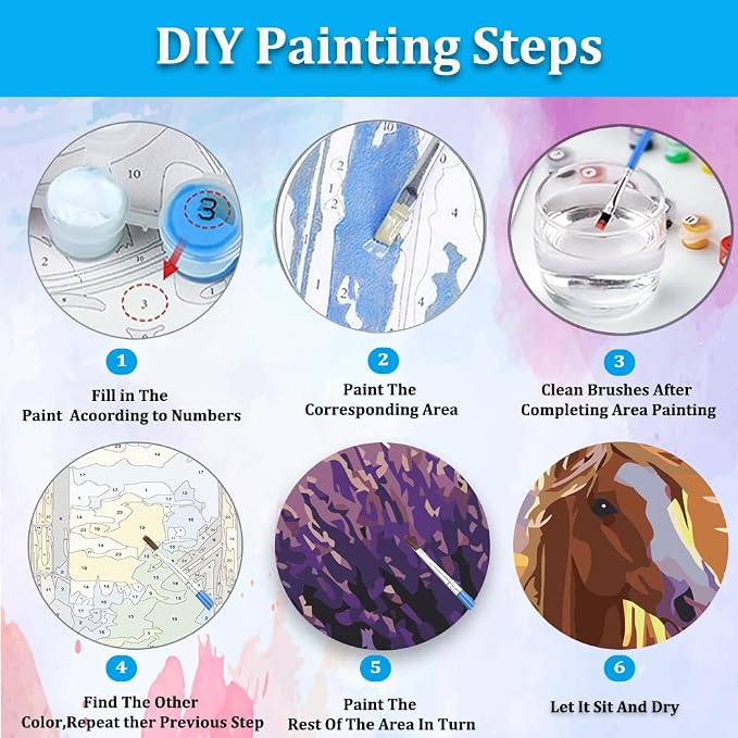 Artunion Running Horse Paint by Numbers Kit for Adults,Horse Animal Paint by Number Kits, DIY Oil Painting Paint by Number Kits on Canvas Arts Craft for Home Wall Decor 16x20 Inch