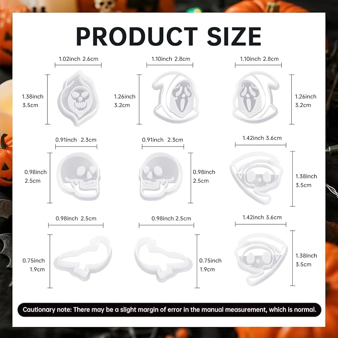 9pcs Halloween Horror Polymer Clay Cutters - Skeleton/Masked Ghost/Skeleton Crow/Demon Scythe, Ideal for April Fools' Day Earrings & Jewelry Making Supplies