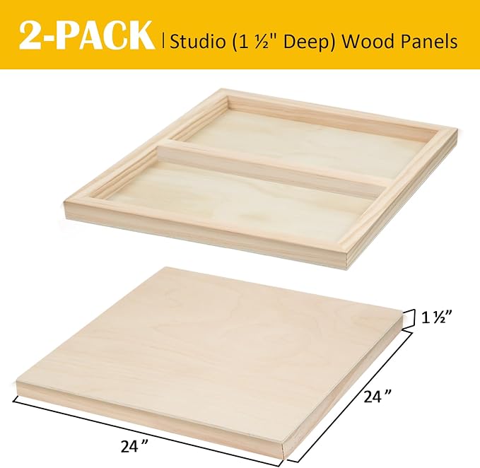 Falling in Art 2 Pack 24x24'' Unfinished Gallery Birch Wood Canvas Panels ﻿