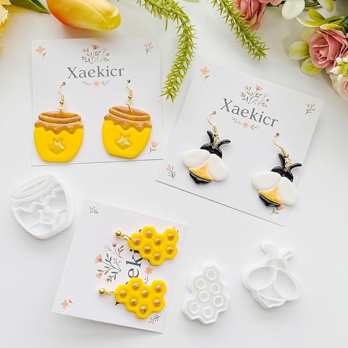 Bee Theme Polymer Clay Cutters Set – Molds, Clay Cutters for Polymer Clay, Clay Earring Tools