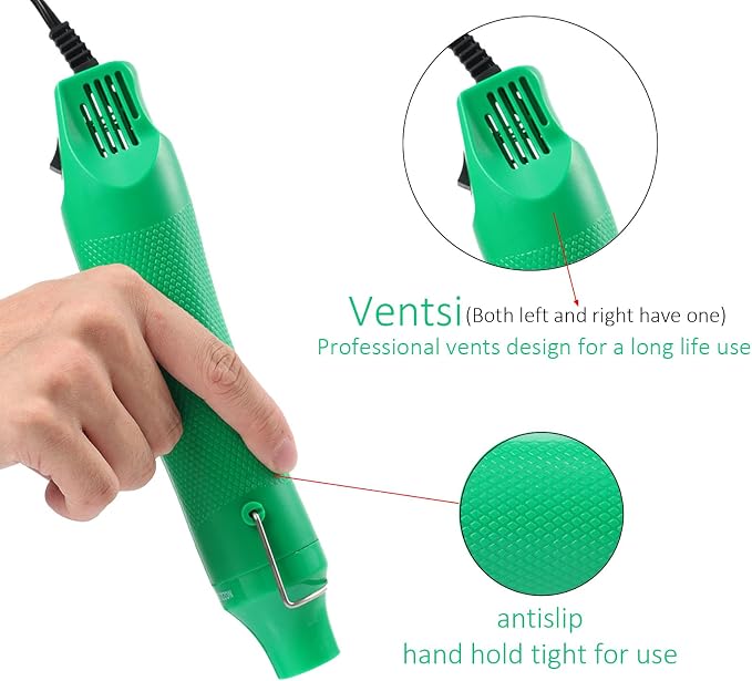 Heat Gun 300w, Handed Hot Air Gun for Crafting and DIY (Green)