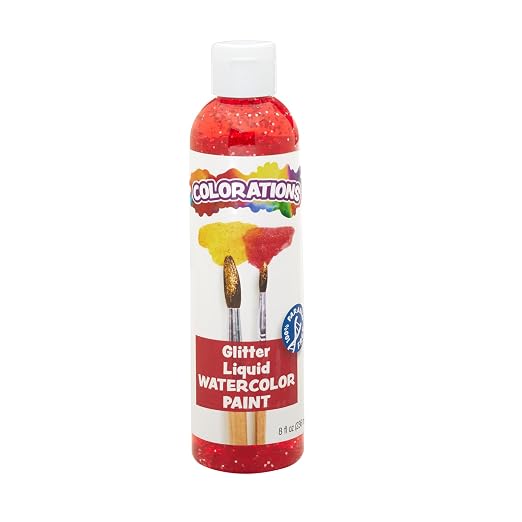 Colorations Paraben-Free Glitter Liquid Watercolor Paint, Vibrant Red