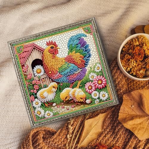 Bloomthread Chicken Diamond Painting Kits for Adults – Partial Drill Diamond Art Painting Kits for Holiday Gifts and Home Decor 12x12 Inches (Chicken)