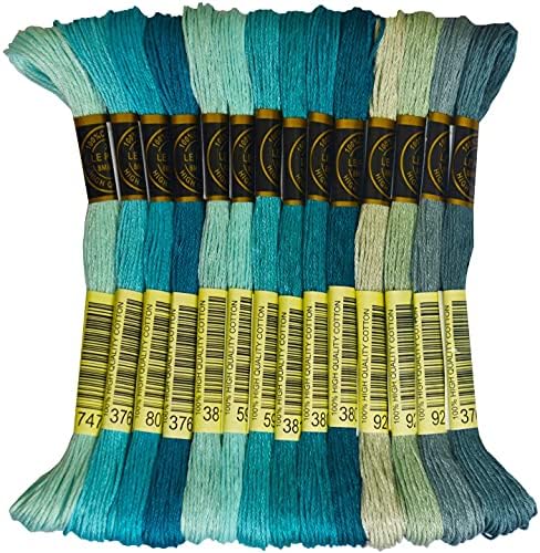 14 Skeins Per Pack Embroidery Floss - Cross Stitch Threads - Friendship Bracelets Floss - Crafts Floss, Pewter Gray Gradient