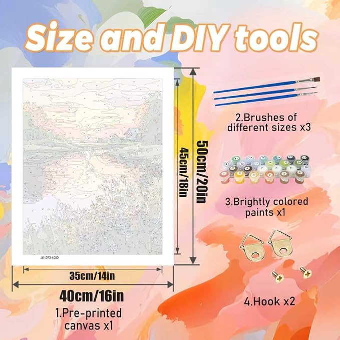 Yunruily Paint by Numbers Kits for Adults - Landscape Paint by Numbers for Adults Canvas,Sunset Paint by Number Adult for Gifts Home Wall Decor 16x20inch