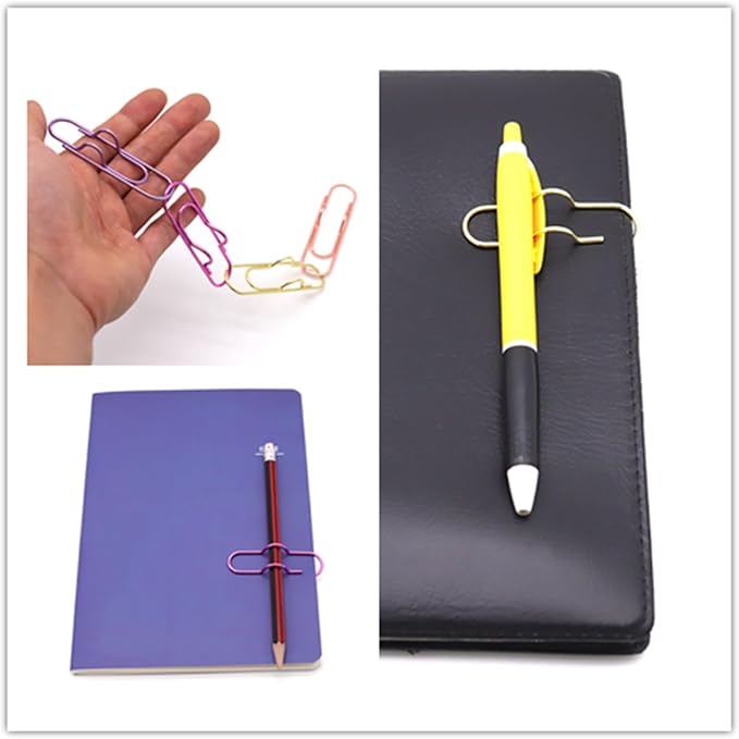 12-Pack Pen Holder Clips for Notebook, Journal and Planner | Paper Clip Pen Holder for Notebook, Holds Pens Under 0.5 Inch Thick, Office and School Supplies for Planners and Journals