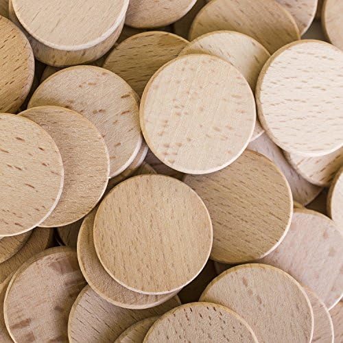 Super Z Outlet Round Unfinished 1.5" Wood Cutout Circles Chips for Arts & Crafts Projects, Board Game Pieces, Ornaments (200 Count)