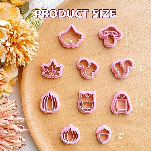Keoker Polymer Clay Cutters for Fall - Acorn Clay Cutters for Earrings Making, 10 Shapes Autumn Clay Earrings Cutters, Clay Cutters for Polymer Clay Jewelry (Earrings Clay Cutters)