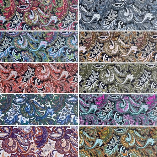 4" 200pcs Cotton Fabric Squares for Sewing Quilting Supplies- Dark Paisley