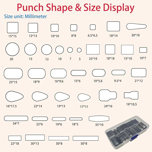 40 PCS Multiple Shapes Hollow Punch Cutter Tool, 39 PCS Leather Hole Punch Tool with Perforated Matting, Leather Crafting Tools for DIY Leather Crafts