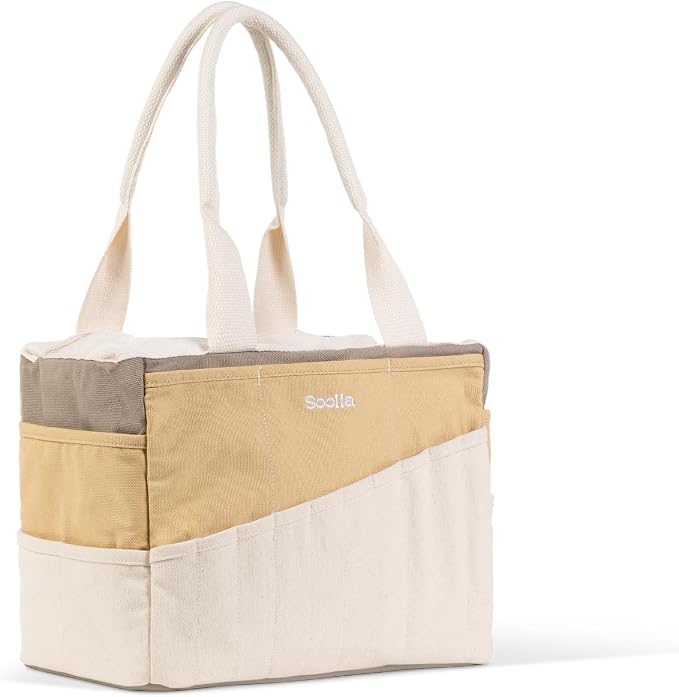 Soolla Studio Bag: Art Supply Storage Organizer & Pottery Tool Bag, Washable Tote, Yarn Bag, Crochet, 30 Pockets, 15+ Colors