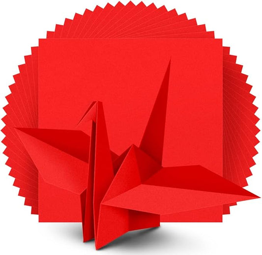 IOOLEEM Origami Paper, 200 Sheets, Red Origami Paper, 6 Inch Square, Double Sided Colored Paper for Crafts DIY Party & Decoration