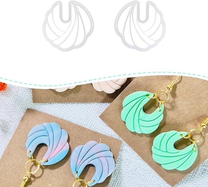 Xaekicr Polymer Clay Cutters – 2PCS Shell Swirl & Abstract Arch Clay Cutters for Polymer Clay Jewelry, Clay Tools and Earring Cutters for DIY Crafts and Earring Kit