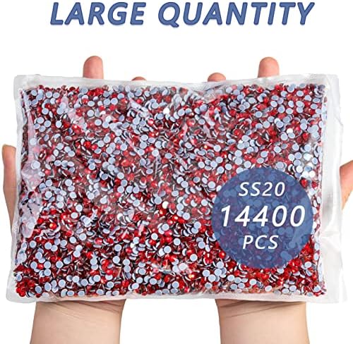 Beadsland Hotfix Rhinestones Bulk, Light Siam, SS20, 14400pcs