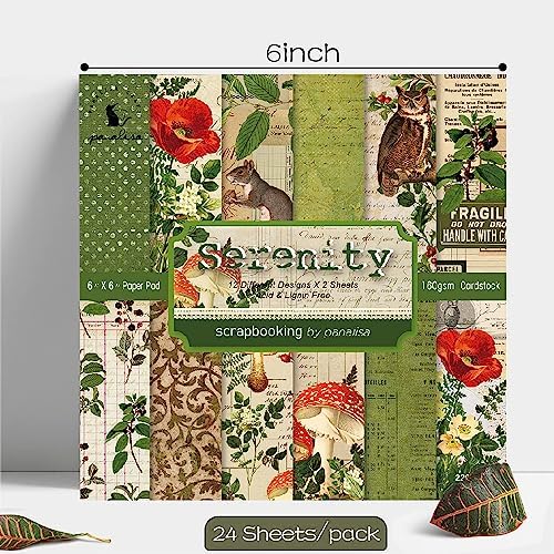 YASMEN Scrapbook Paper Pad 6x6, Vintage Patterned Cardstock Paper Pads for Card Making, Journals, Planner, DIY Envelopes, Greeting Cards, Gift Card, Decorative Art Craft -24 Sheets